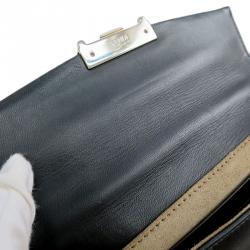 Pre Owned Fendi Black Nappa Leather Mini Be Baguette Crossbody Bag