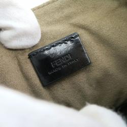 Pre Owned Fendi Black Nappa Leather Mini Be Baguette Crossbody Bag