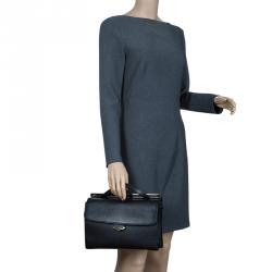 Pre Owned Fendi Black Calfskin Leather Demi Jour Top Handle Bag