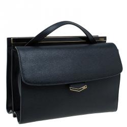 Pre Owned Fendi Black Calfskin Leather Demi Jour Top Handle Bag