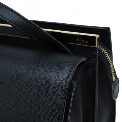 Pre Owned Fendi Black Calfskin Leather Demi Jour Top Handle Bag