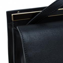 Pre Owned Fendi Black Calfskin Leather Demi Jour Top Handle Bag