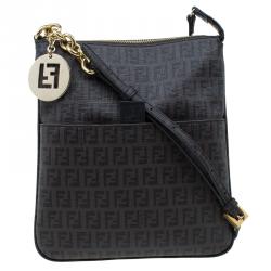 Pre Owned  Fendi Dark Brown Zucchino Spalmati Coated Canvas Small Forever Crossbody Bag