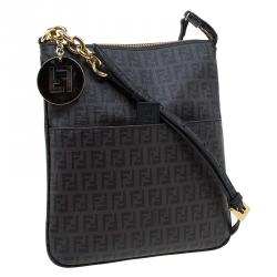 Pre Owned  Fendi Dark Brown Zucchino Spalmati Coated Canvas Small Forever Crossbody Bag
