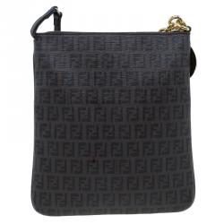 Pre Owned  Fendi Dark Brown Zucchino Spalmati Coated Canvas Small Forever Crossbody Bag