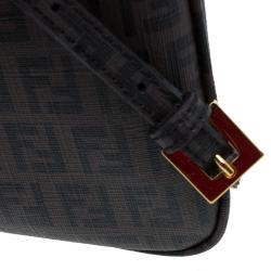 Pre Owned  Fendi Dark Brown Zucchino Spalmati Coated Canvas Small Forever Crossbody Bag
