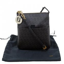 Pre Owned  Fendi Dark Brown Zucchino Spalmati Coated Canvas Small Forever Crossbody Bag