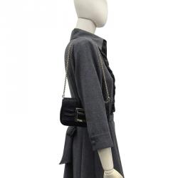 Pre Owned Fendi Black Pebbled Leather Mia Pochette Bag