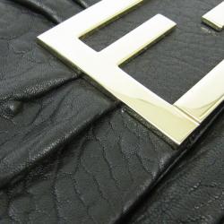 Pre Owned Fendi Black Pebbled Leather Mia Pochette Bag