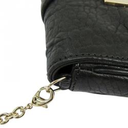 Pre Owned Fendi Black Pebbled Leather Mia Pochette Bag