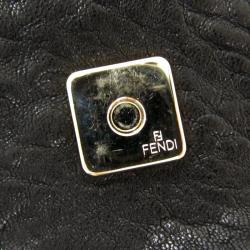 Pre Owned Fendi Black Pebbled Leather Mia Pochette Bag