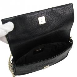 Pre Owned Fendi Black Pebbled Leather Mia Pochette Bag