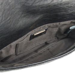 Pre Owned Fendi Black Pebbled Leather Mia Pochette Bag