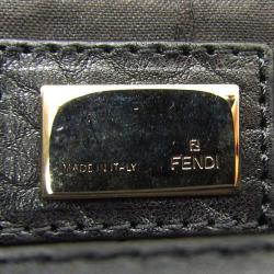 Pre Owned Fendi Black Pebbled Leather Mia Pochette Bag