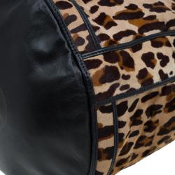 Fendi Leopard Print Calf Hair Palazzo Bucket Shoulder Bag