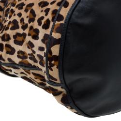 Fendi Leopard Print Calf Hair Palazzo Bucket Shoulder Bag