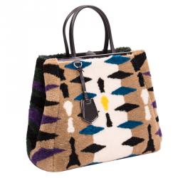 Pre Owned Fendi Multicolor Shearling Large 2Jours Tote