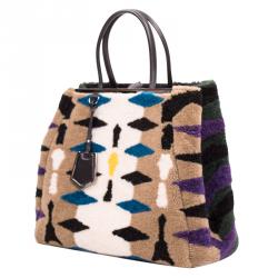 Pre Owned Fendi Multicolor Shearling Large 2Jours Tote