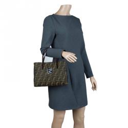 Pre Owned Fendi Tobacco Zucca Canvas Shopper Tote