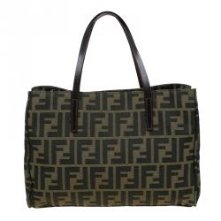 Pre Owned Fendi Tobacco Zucca Canvas Shopper Tote