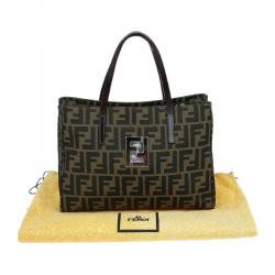 Pre Owned Fendi Tobacco Zucca Canvas Shopper Tote