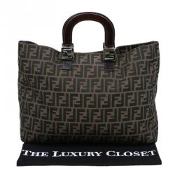 Pre Owned Fendi Tobacco Zucca Canvas Large Shopping Tote