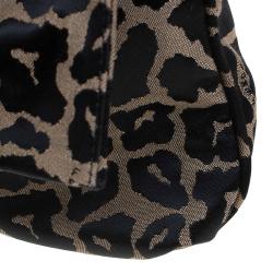 Pre Owned Fendi Bi Color Leopard Print Canvas New Forever Flap Bag