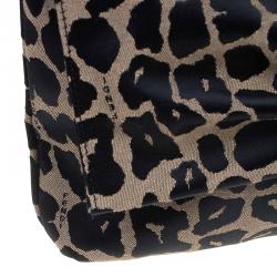 Pre Owned Fendi Bi Color Leopard Print Canvas New Forever Flap Bag