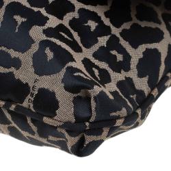 Pre Owned Fendi Bi Color Leopard Print Canvas New Forever Flap Bag