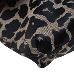 Pre Owned Fendi Bi Color Leopard Print Canvas New Forever Flap Bag