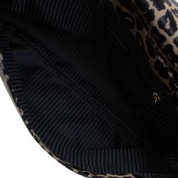 Pre Owned Fendi Bi Color Leopard Print Canvas New Forever Flap Bag