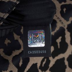 Pre Owned Fendi Bi Color Leopard Print Canvas New Forever Flap Bag