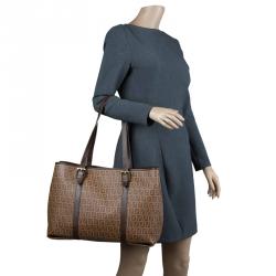 مملوكة مسبقًا حقيبة يد فندي سبالماتي كانفاس زوكينو مقوى بني