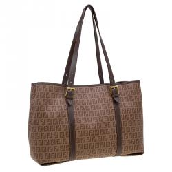 مملوكة مسبقًا حقيبة يد فندي سبالماتي كانفاس زوكينو مقوى بني