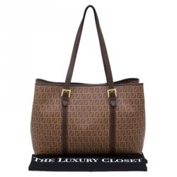 مملوكة مسبقًا حقيبة يد فندي سبالماتي كانفاس زوكينو مقوى بني