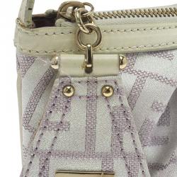 Pre Owned Fendi Off White/Beige Zucca Canvas Pochette Bag