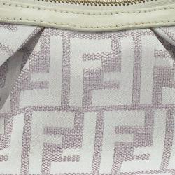 Pre Owned Fendi Off White/Beige Zucca Canvas Pochette Bag