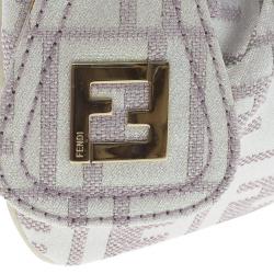 Pre Owned Fendi Off White/Beige Zucca Canvas Pochette Bag