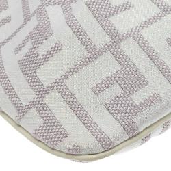 Pre Owned Fendi Off White/Beige Zucca Canvas Pochette Bag