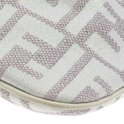 Pre Owned Fendi Off White/Beige Zucca Canvas Pochette Bag
