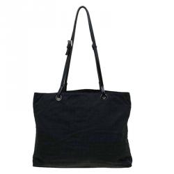 Pre Owned Fendi Black Zucca Canvas Tote