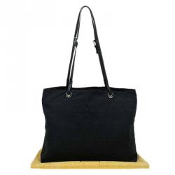 Pre Owned Fendi Black Zucca Canvas Tote