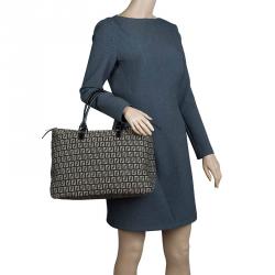 Pre Owned Fendi Brown Zucchino Canvas Shopping Tote