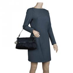 Pre Owned Fendi Black Zucca Canvas Chef Shoulder Bag