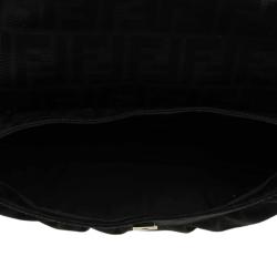 Pre Owned Fendi Black Zucca Canvas Chef Shoulder Bag