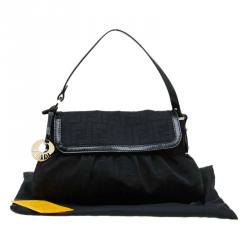 Pre Owned Fendi Black Zucca Canvas Chef Shoulder Bag