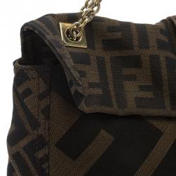 Fendi Tobacco Zucca Canvas Maxi Baguette Shoulder Bag