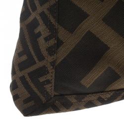 Fendi Tobacco Zucca Canvas Maxi Baguette Shoulder Bag