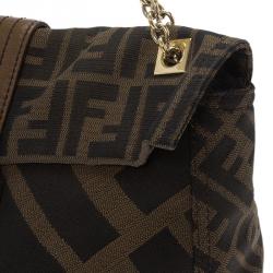 Fendi Tobacco Zucca Canvas Maxi Baguette Shoulder Bag