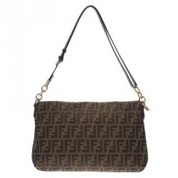 Pre Owned حقيبة فندي ميا قلاب كانفاس زوكا توباكو بني